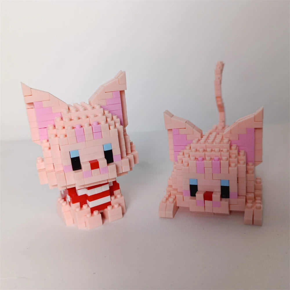 Dual Form Cat Shape Pet Series Model Micro Mini Building Blocks Toys Pocket-Sized Cuteness Pet Cat Display Decor Good For Girls