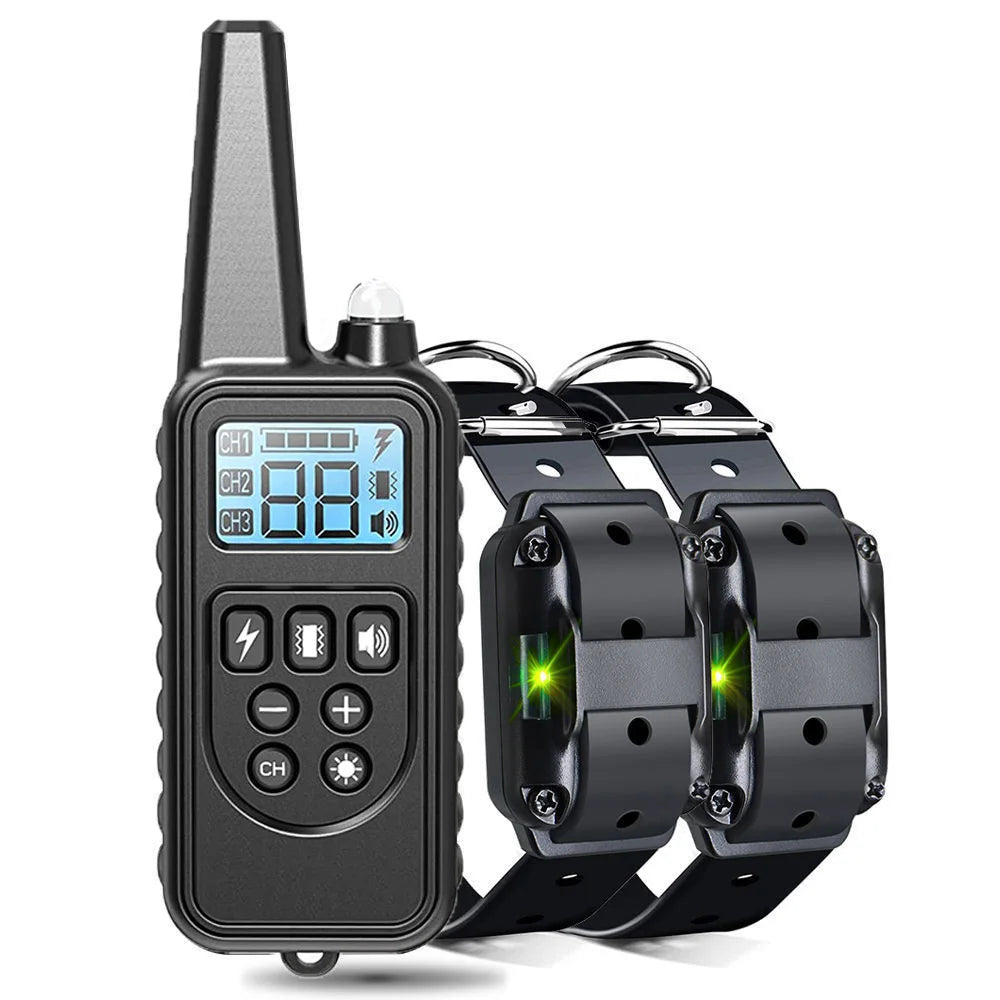 Electric Dog Training Collar Rechargeable Anti Barking Shock Vibration Collar Waterproof Trainer for All Dogs Pet with Clicker