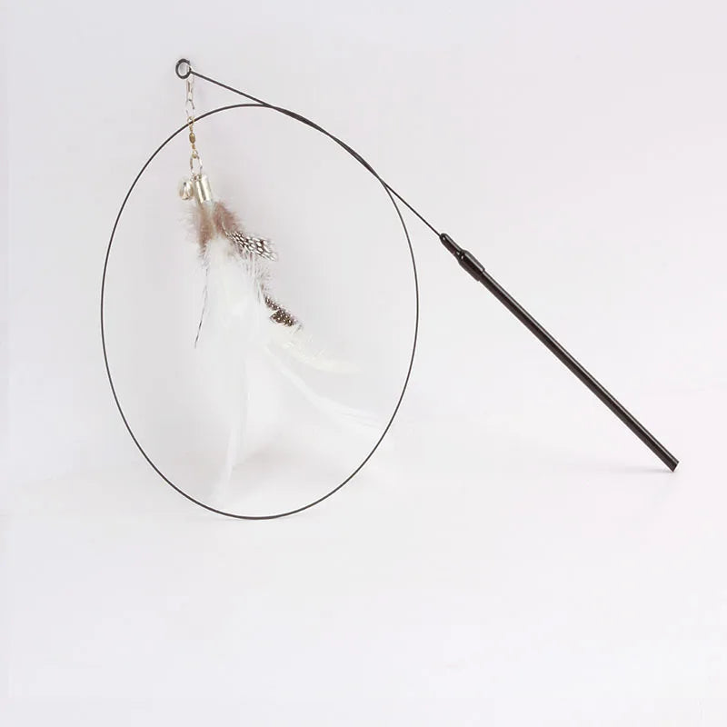Funny Cat Toy Folorful Fluffy Feather With Bell Sucker Cat Stick Toy Kitten Play Interactive Detachable Teaser Wand Cat Supplies