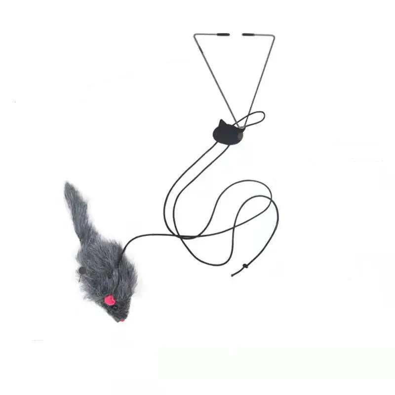 Juguete colgante para puerta con forma de ratón, para gatos, con clip elástico, para saltar, para aliviar el estrés y la ansiedad, ideal para mascotas.