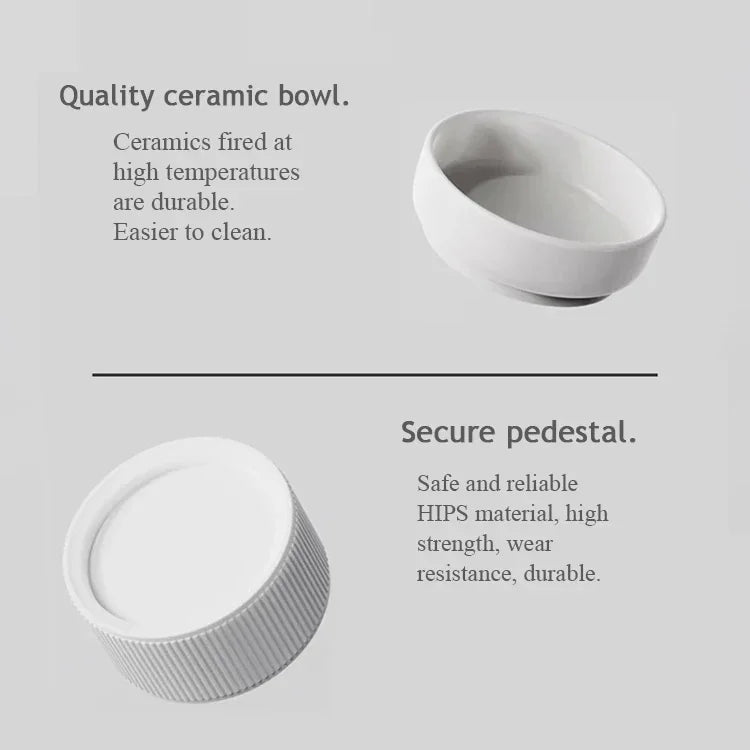 Ceramic Cat Dog Bowl Pet Puppy Feeder Drinker Elevated Raised Holder White Pink Bowls Double for Cats Dogs Kitten Feeding Water