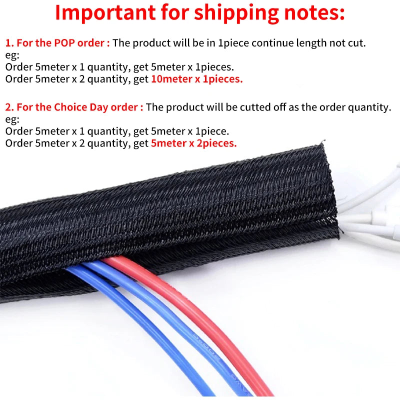Expandable Cable Sleeve Self Closed PET Braided Management Auto Line Overlaps Flexible Loom Split Pipe Tube Wire Wrap Organizer