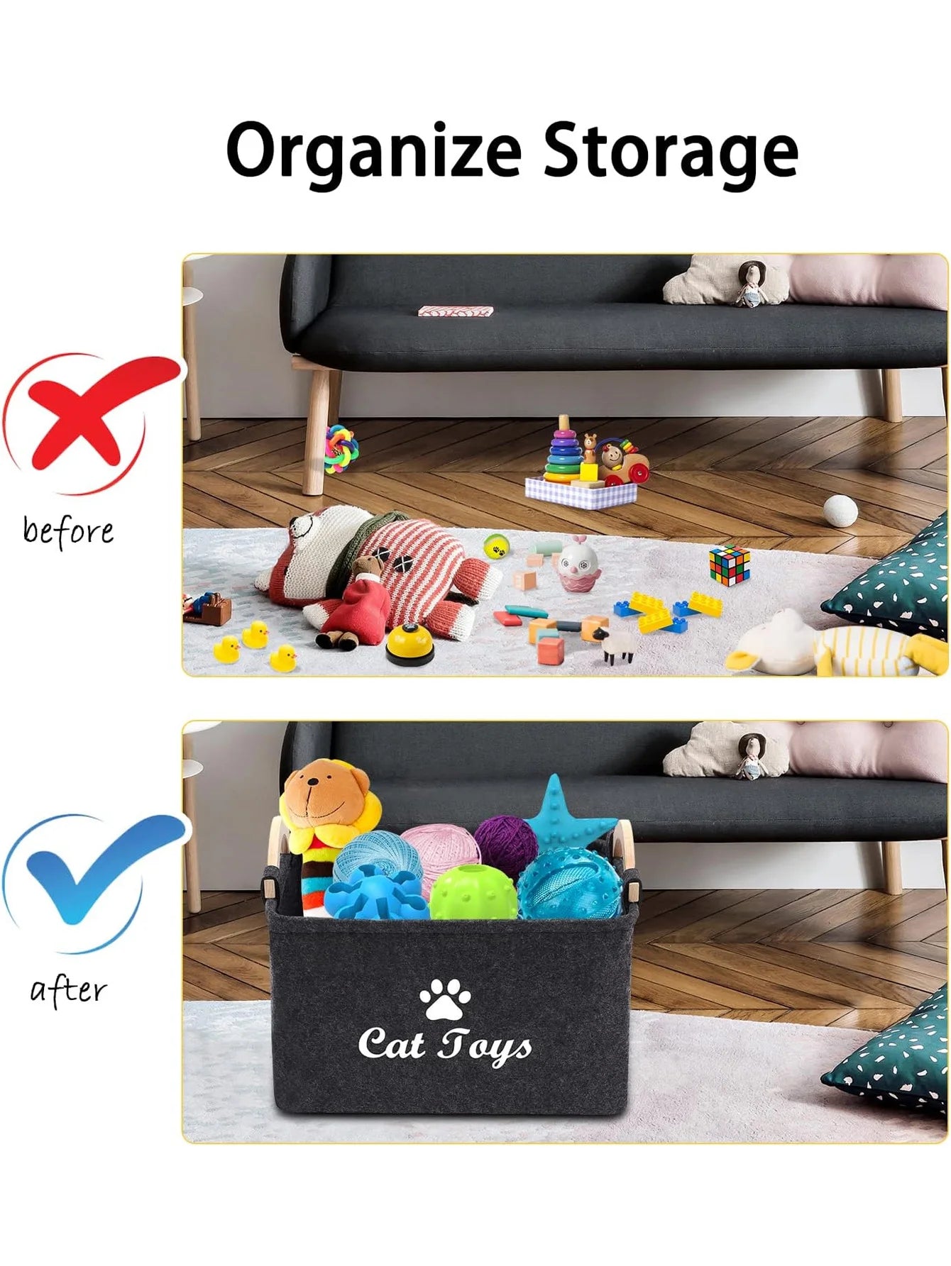 Pet Toy Box Felt Cat and Dog Toy Box Personalized Toy Organizer Box Toy Storage Box Clothes Storage Box Collar Storage