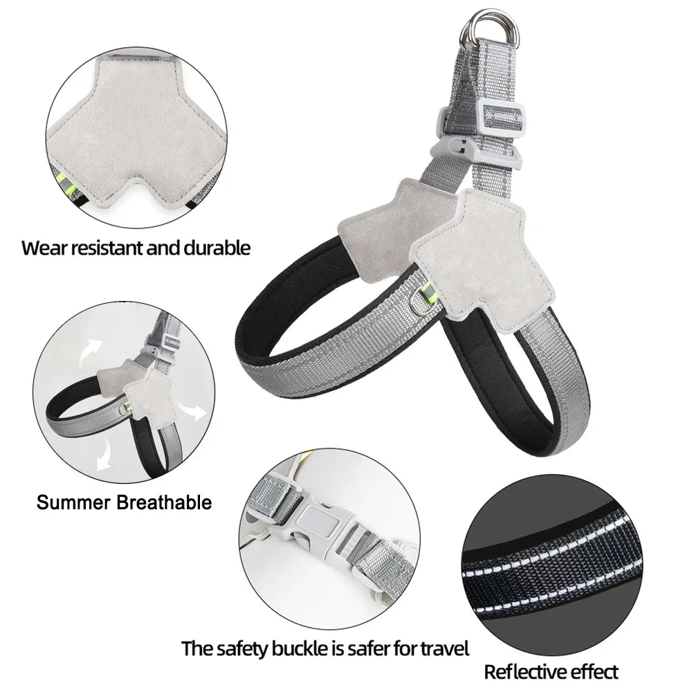 Pet Dog Harness for Small Medium Big Dogs Cats Hiking Puppy Adjustable Reflective Chest Strap French Bulldog Pug Teddy Supplies