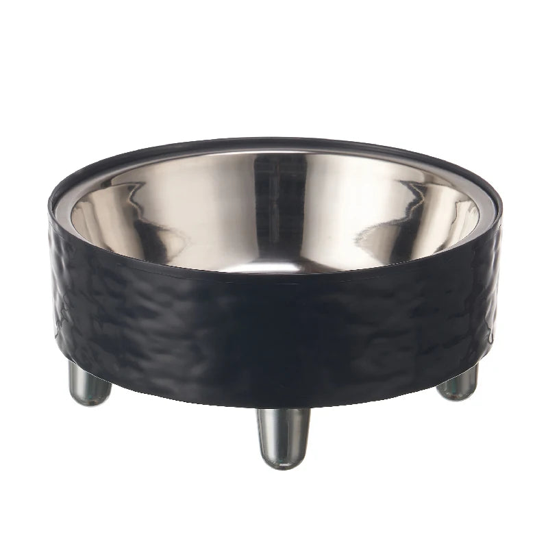 A water ripple high-foot pet bowl, stainless steel dog bowl, stylish and simple feeding and water feeding neck cat bowl, indoor