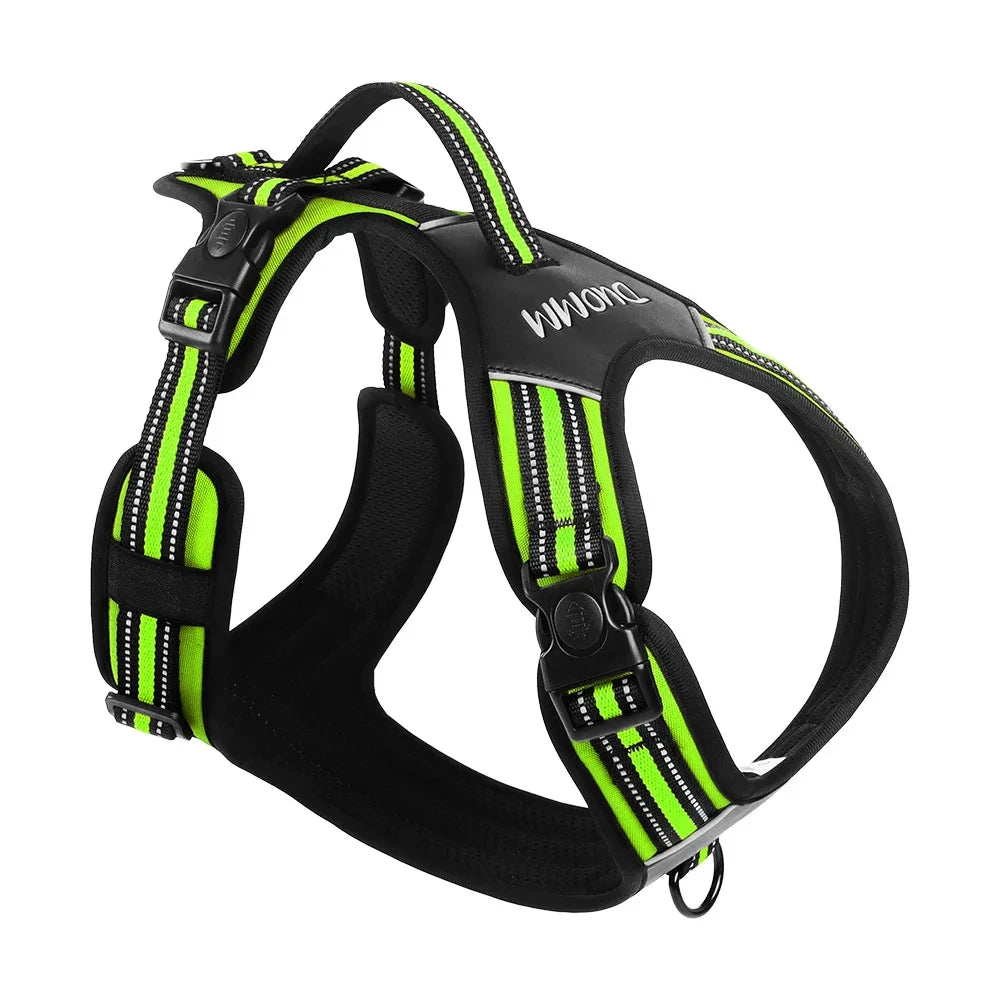 Dog Harness,No Pull Harness,Reflective No-Choke Pet PU Vest,Adjustable Soft Padded Pet Vest with Handle for Small To Large Dogs