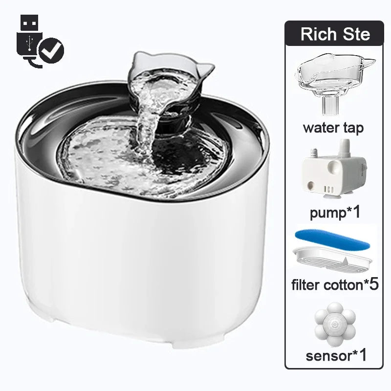 Cat Fountain Pets Water Fountain Cats Dispenser Auto Filter USB Electric Mute Cat Drinker Bowl Recirculate Filtring Drinker