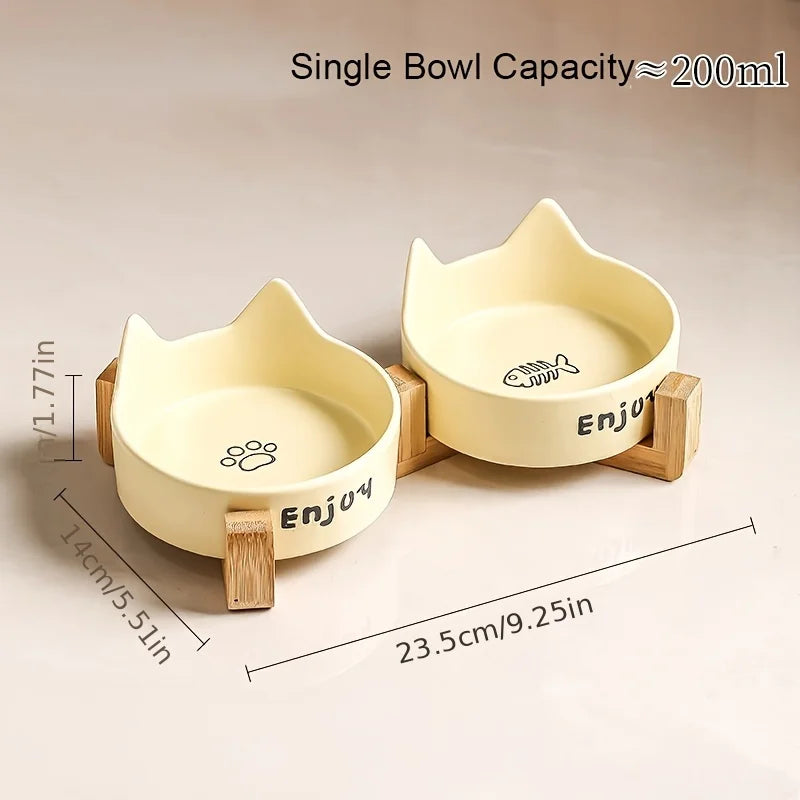 Ceramic Raised cat bowl Anti Rollover Cat Feeder for Small Dogs cats Round Pet Water Bowl Pet Supplies