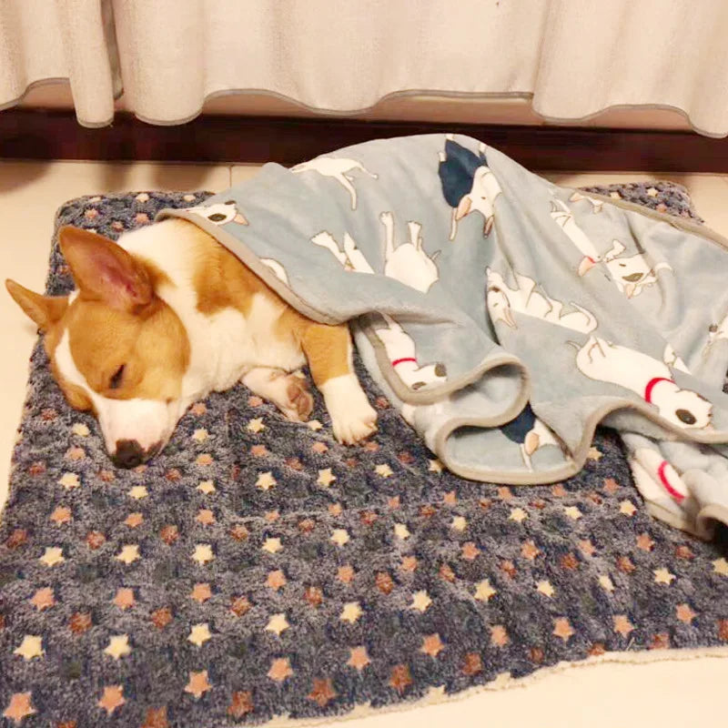 Flannel Thickened Dog Bed Mat Soft Pet Sleeping Mat for Dogs Cats Winter Warm Pet Blanket Home Square Dog Mat Dog Nest