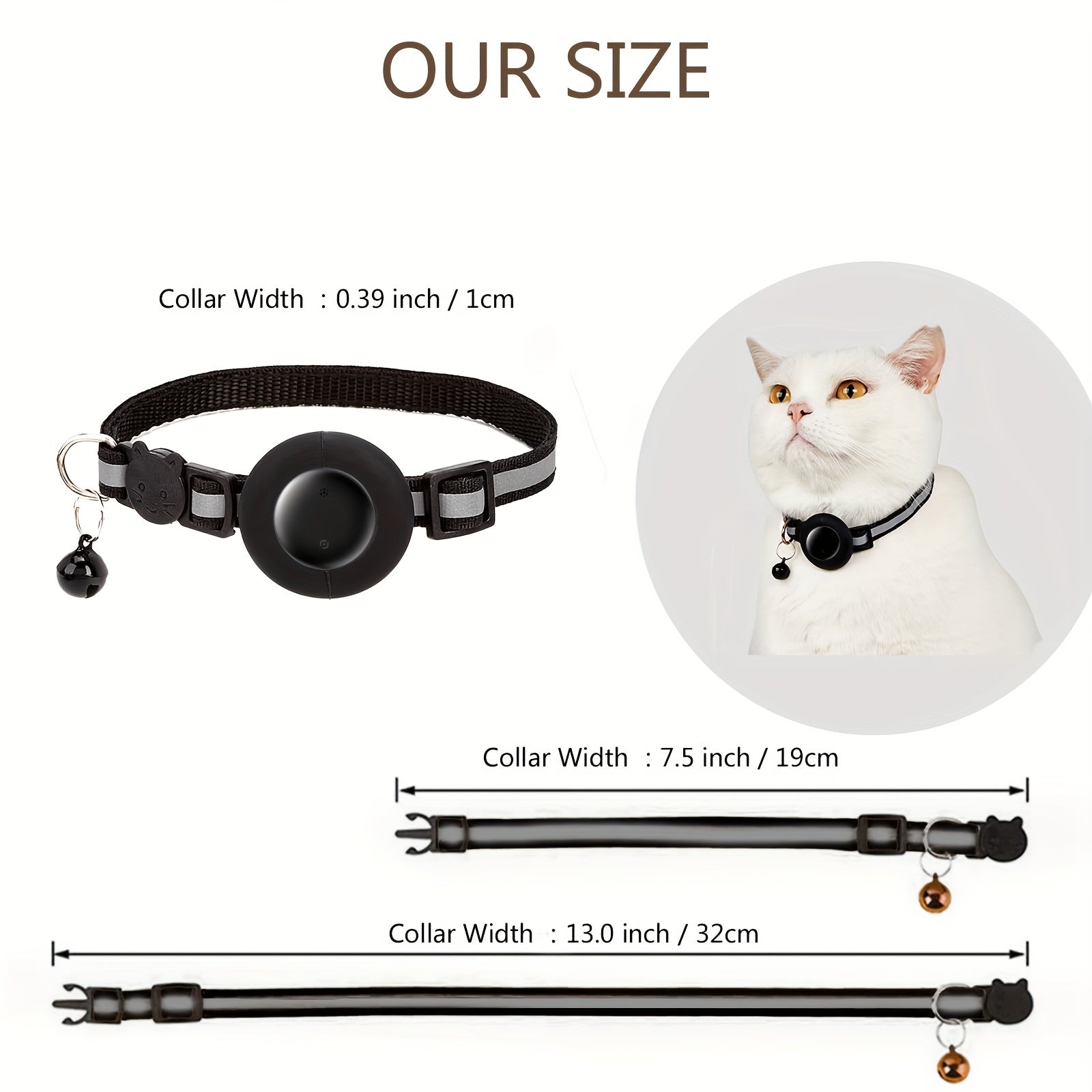 Reflective Breakaway Safety Buckle Cat Collar with Bell