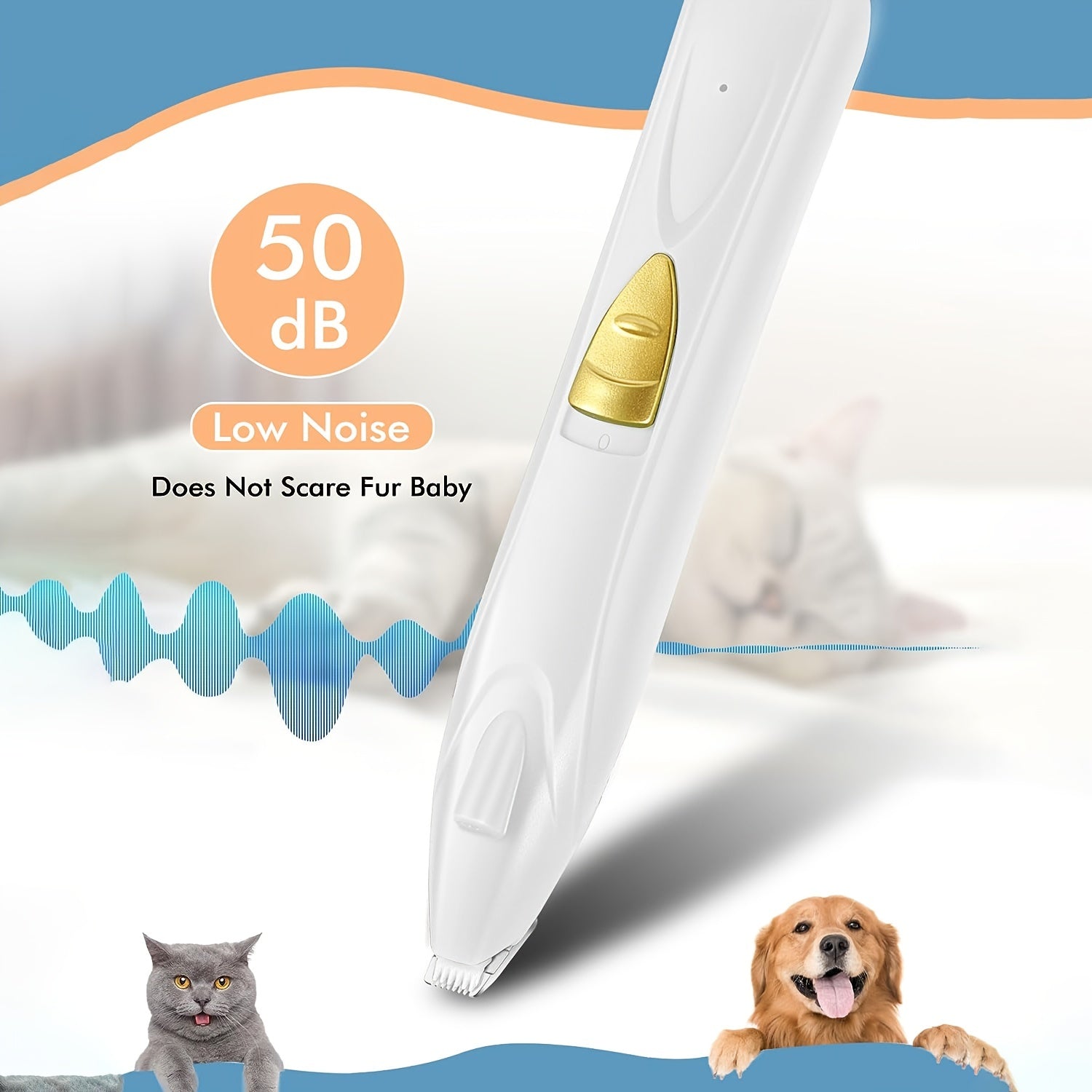 Rechargeable Pet Grooming Clipper with LED Light - USB Charged, Lithium Battery Powered for Dogs & Cats
