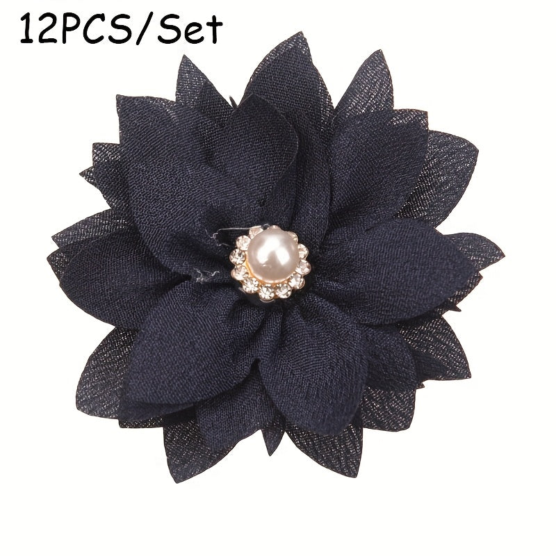 12pcs 2.2inch ( 5.5cm) Sharp Corner Flowers No Clips Holiday Party Decoration Making Pet Collar Flower Hair Accessories for Headband Hairband