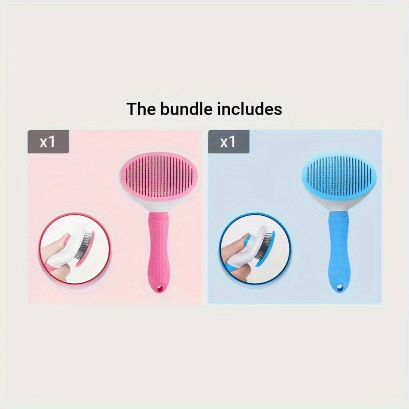 1pc/2pcs Pet Grooming Tools, One-Click Hair Removal Cat & Dog Comb, Pet Hair Detangler For Shedding And Cleaning, Float Hair Cleaner For Cats And Dogs