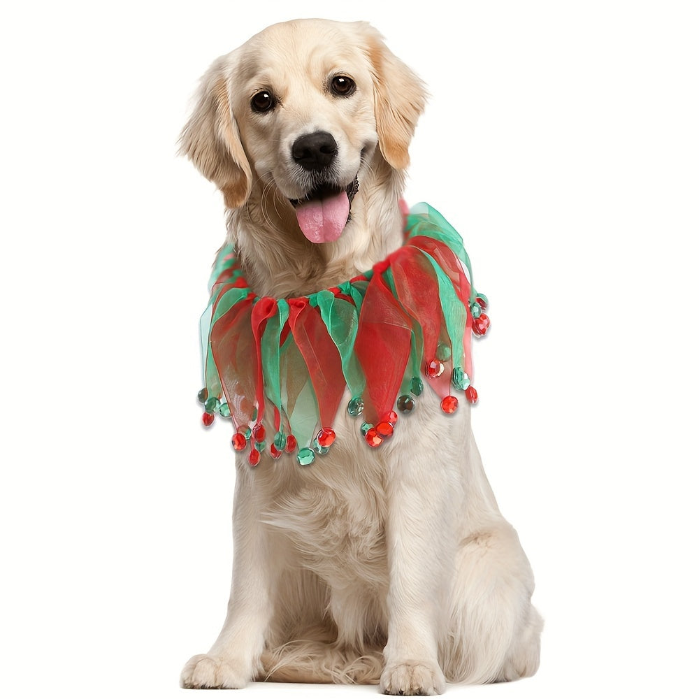 Festive Pet Collar for Dogs & Cats - Elastic, Polyester Holiday Accessory for Christmas, Halloween, St. Patrick's Day, Easter, 4th of July Celebrations