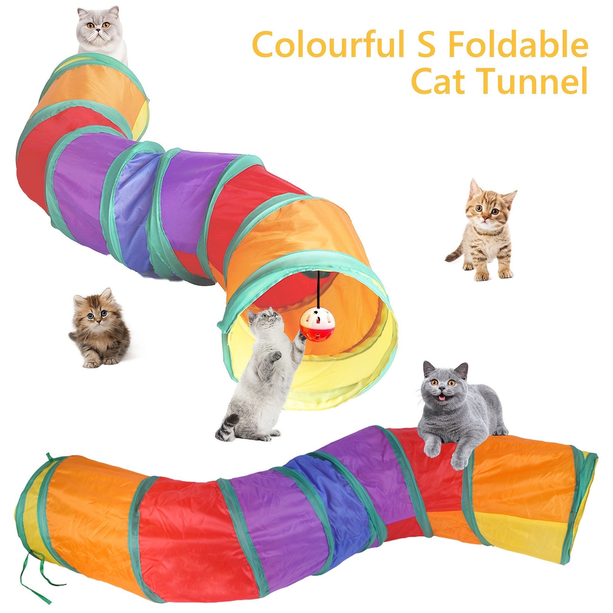 22pcs Cat Toys Kitten Toy Set Folding Camouflage Cat Tunnel Indoor Interactive Pet Toys Teaser Cat Feather Toy Colourful Mouse Plush Ball Bell Ball Toy Kit Kitten Puppy(Colorful)