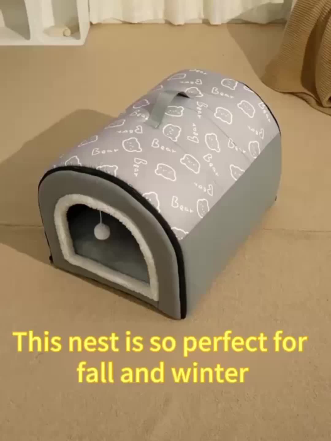 1pc Cozy Cartoon Pet Bed - Soft PP Cotton, Removable & Washable, Four Seasons Universal Kennel for Extra Small to Large Dogs