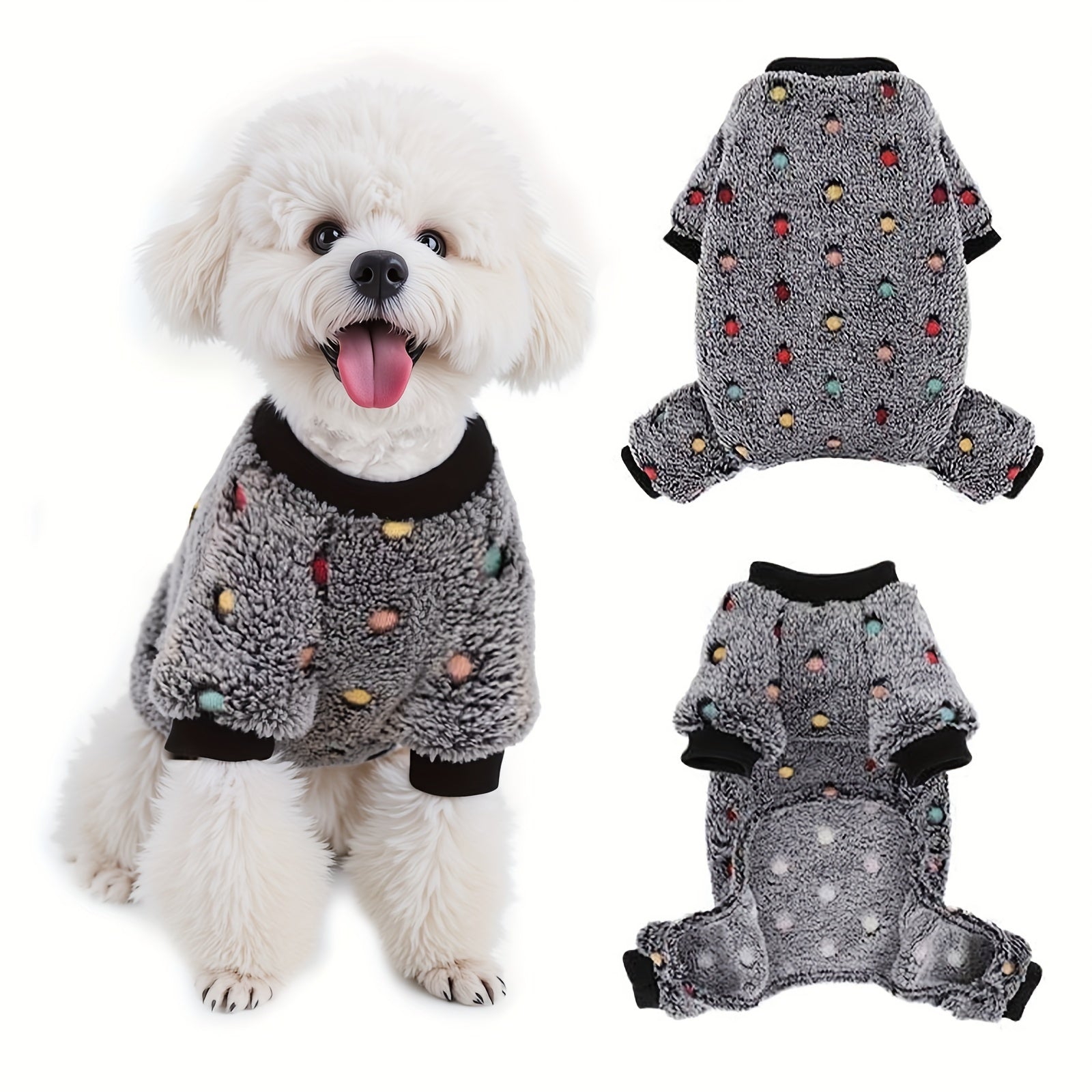 Extra Small Dog Pajamas, Soft & Stretchy 4 Legs Dog Sweater Jumpsuit, Cute Fall Winter Dog Onesies Pet Apparel Outfits for Chihuahua Yorkie