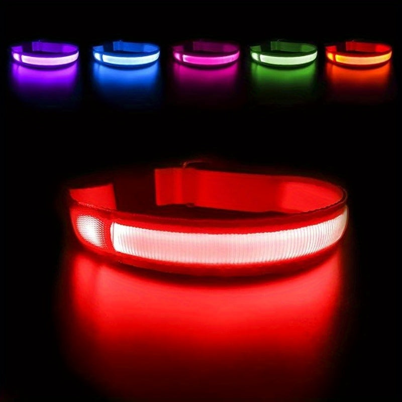 Glow-in-the-Dark LED Pet Collar for Small to Medium Dogs - Geometric Pattern, Durable Nylon Material, Keeps Your Pet Safe & Visible at Night, Walking