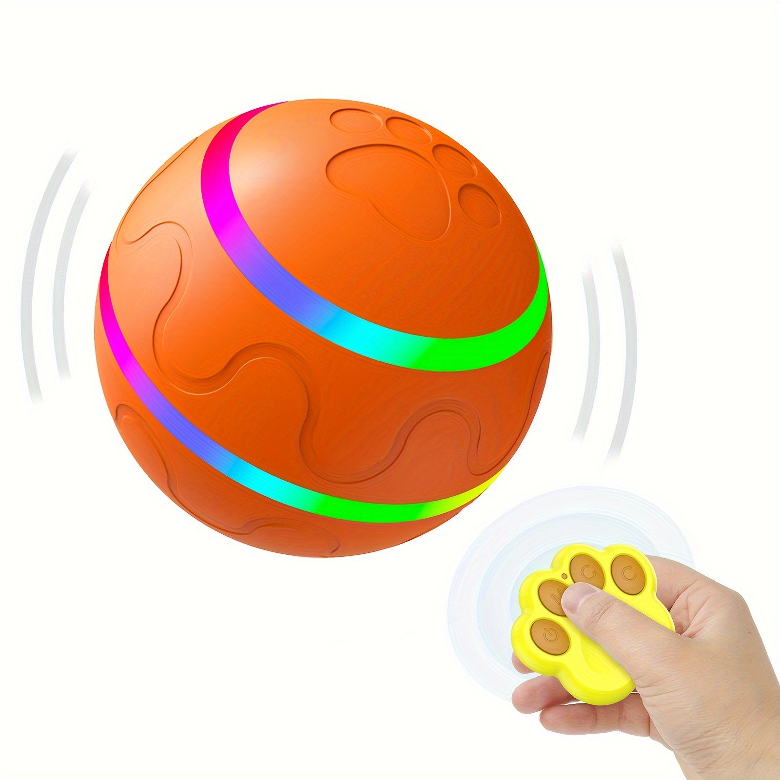 For Medium/Large Dogs Interactive Smart Pet Toy Ball with Bouncing Motion, Colorful Attraction Lights, Crazy/Normal Modes, USB Rechargeable and Remote Control
