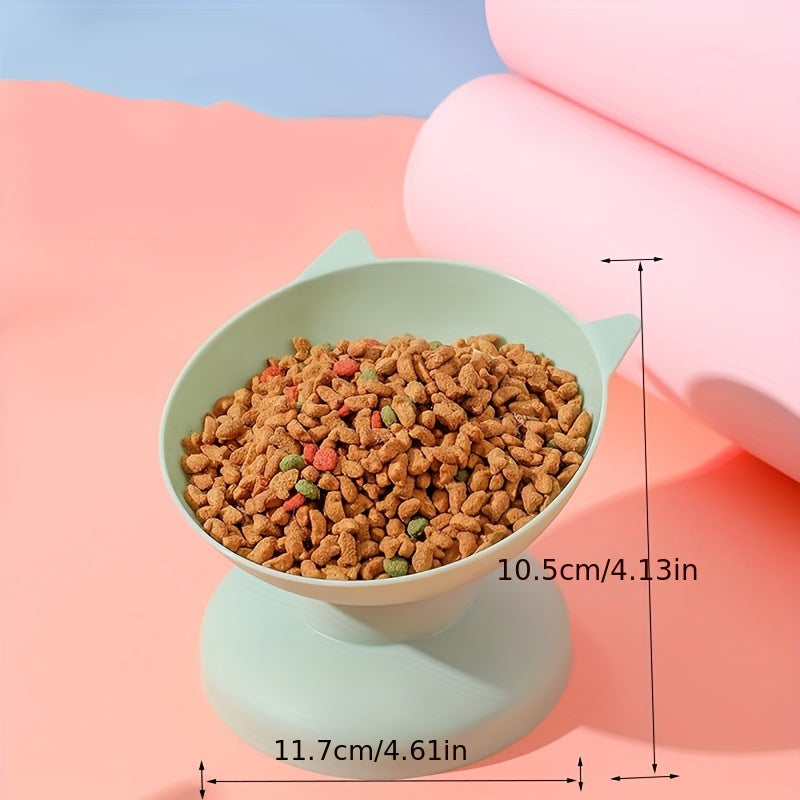 Elevated Tilted Pet Bowl, Plastic Anti-Overturning Cat Food Bowl Water Dish For Neck Protection