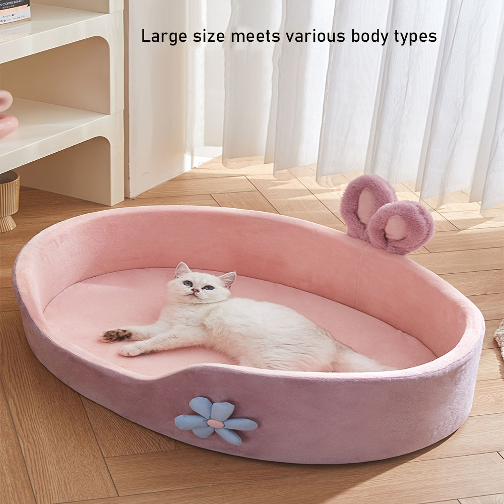 Cozy Round Pet Bed for Small to Medium Dogs & Cats - Washable, Non-Slip Bottom, Polyester Fiber