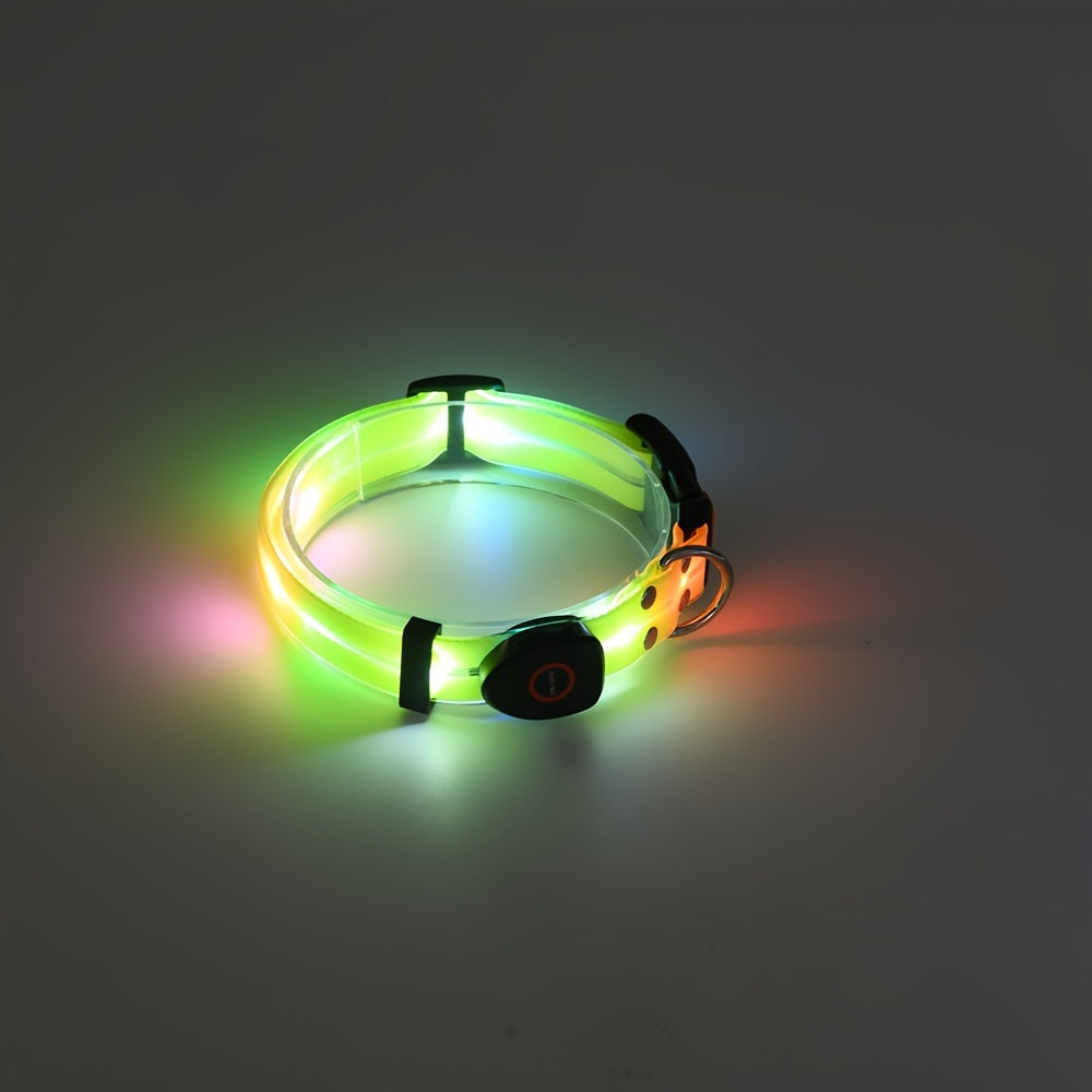 LED Dog Light Up Collar Leash Set, Adjustable Pet Collar, Usb Rechargeable Night Colorful Light Visibility 100+m/328+ft Pet Leash