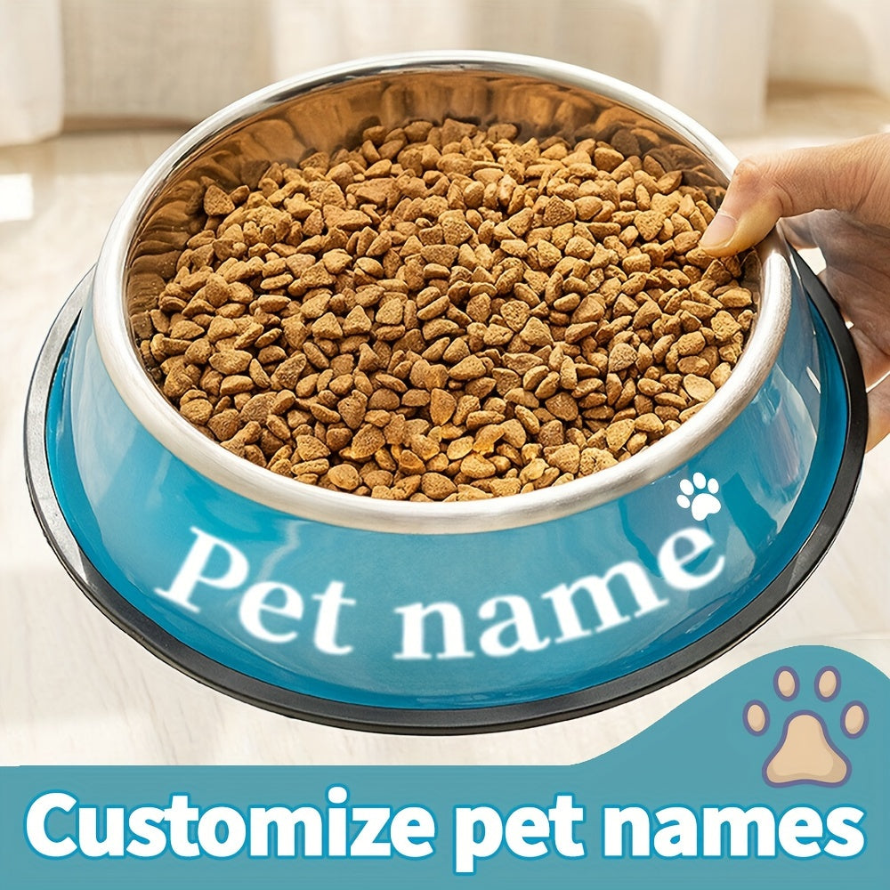 Stainless Steel Non-Slip Pet Bowl - Custom Engraved with Personalized Name - Ideal Memorial Gift for Pet Owners, Tip-Resistant, Stylish Pet Dish, Dog Memorial Items