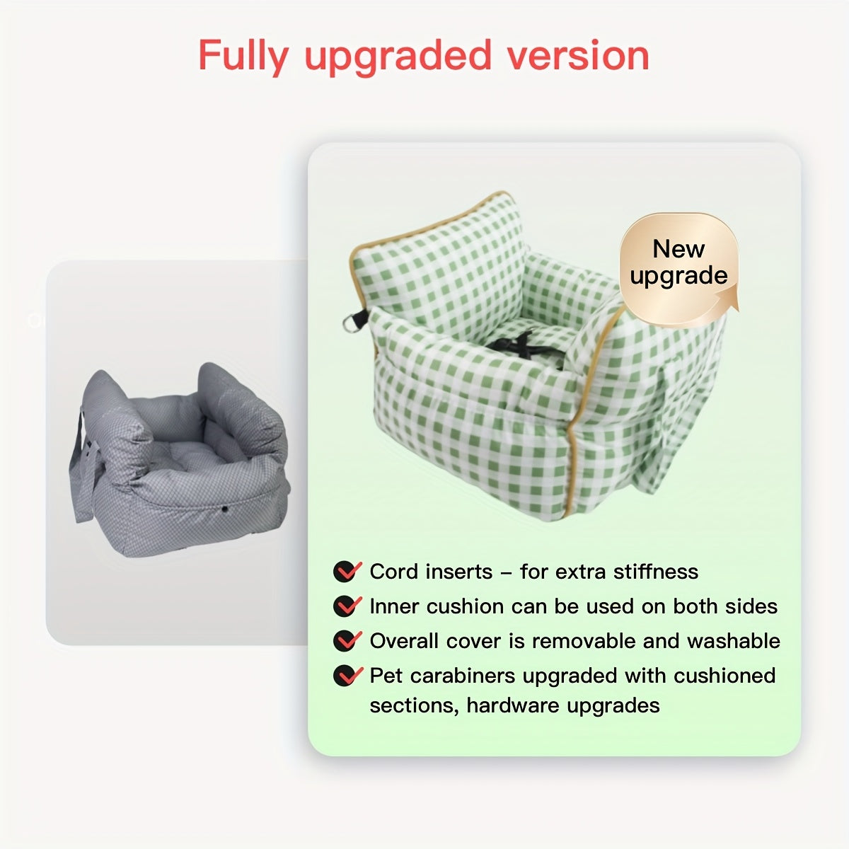 Dog Carrier Car Seat for Dogs & Cats - Portable Warm Travel Pet Bed with Safety Hook & Buckle, Handheld/Shoulder Strap, Fits Car Front/Back Seat, Suitable for Fall/Winter, Christmas Gift