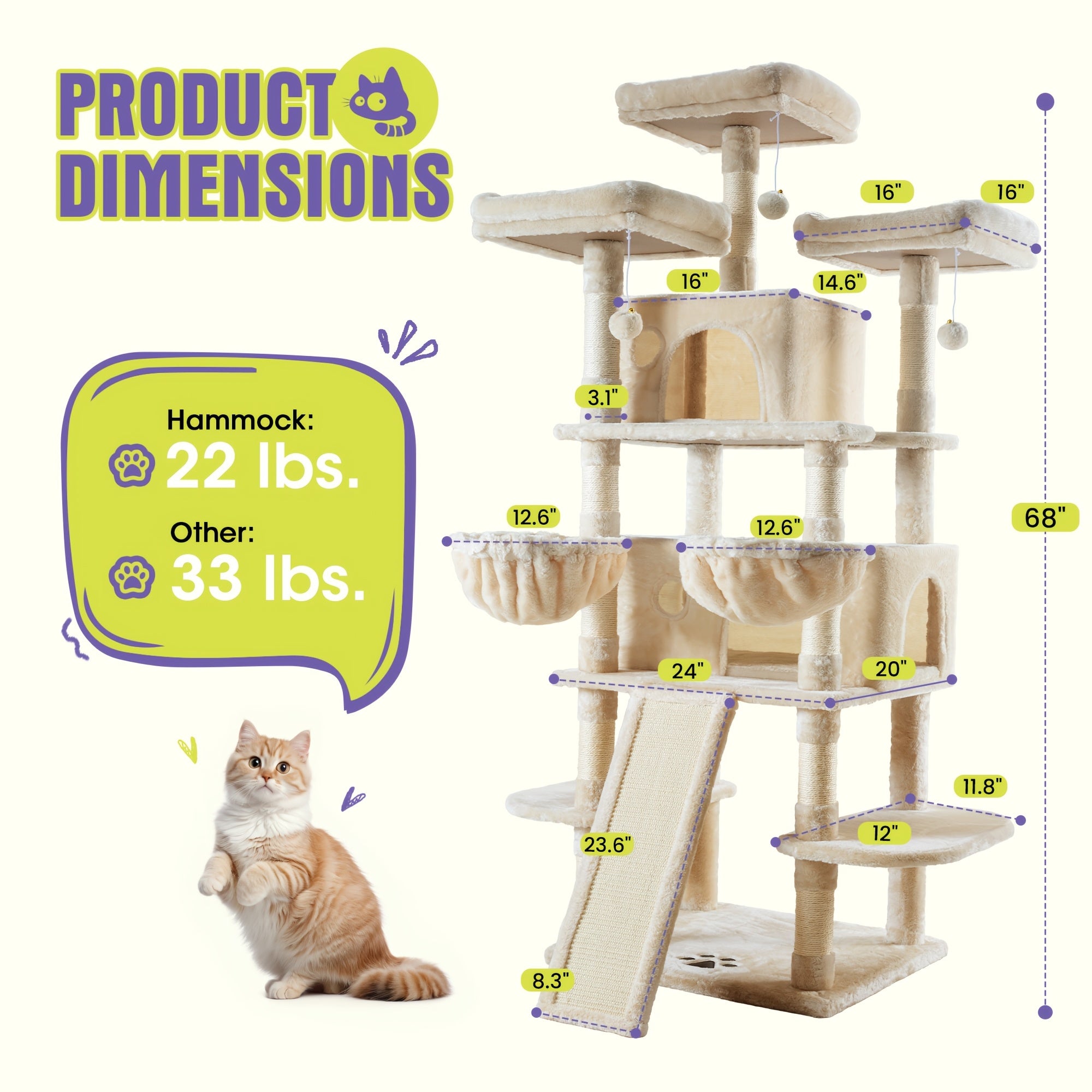 Multi-Level Cat Tree Tower for Indoor Cats