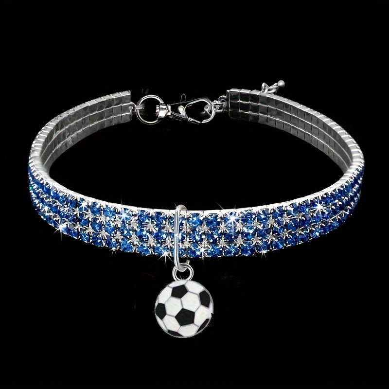 Luxurious Crystal Diamond Pet Collar - Fashionable Zinc Alloy Necklace for Dogs & Cats, Plaid Pattern
