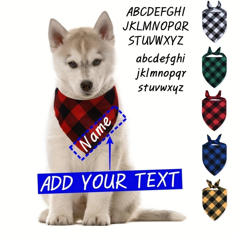 Fashionable Personalized Dog & Cat Plaid Scarf - Stylish Triangle Bibs for Pets - Durable Decorative Accessory, Customized for Your Furry Friends