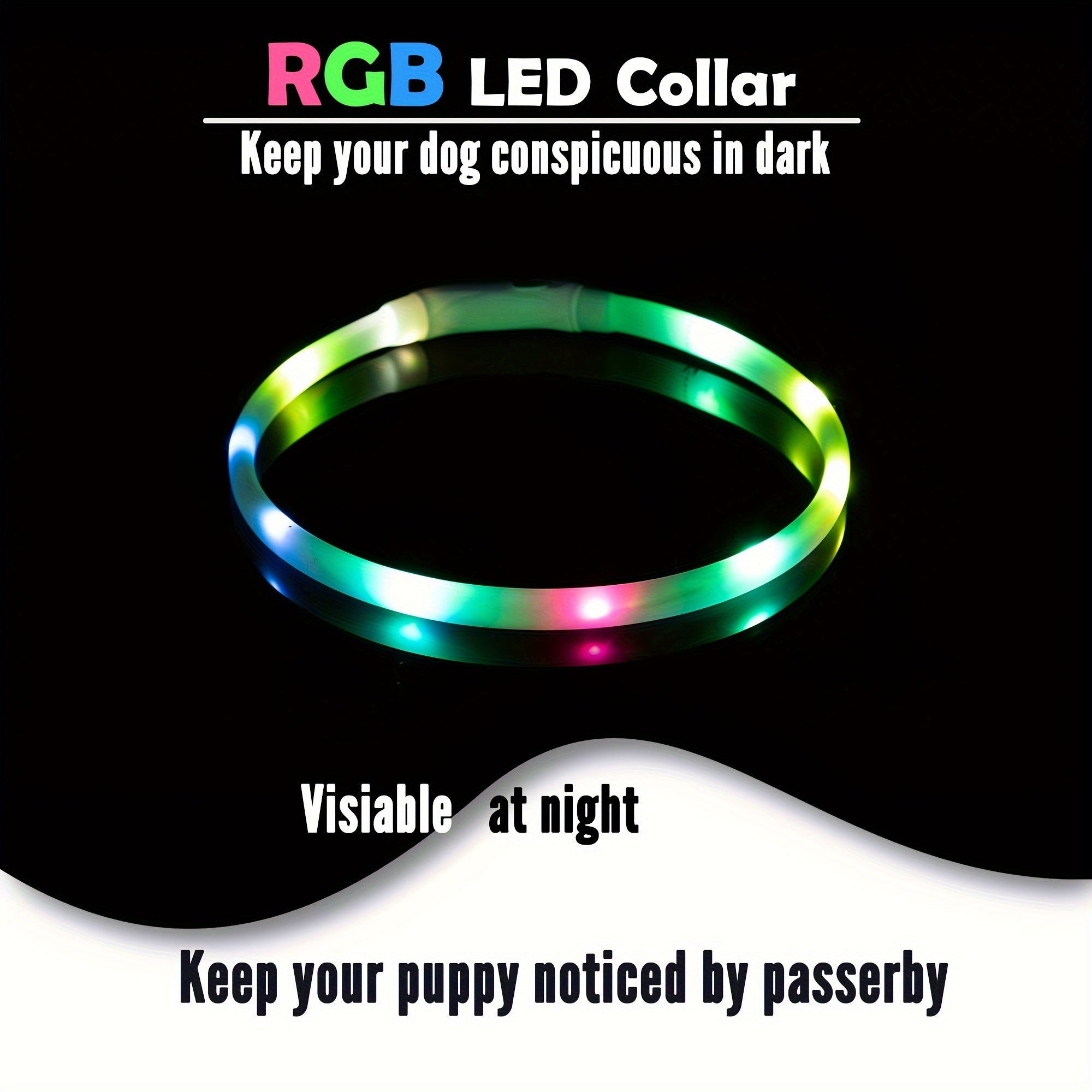 Adjustable RGB LED Glowing Pet Collar - USB Rechargeable, Multi-Mode Light-Up Necklace for Dogs & Cats, Ideal for Night Walking, Music Festivals & Concerts, Event Pet Collar|Vibrant LED Collar|USB Rechargeable Collar