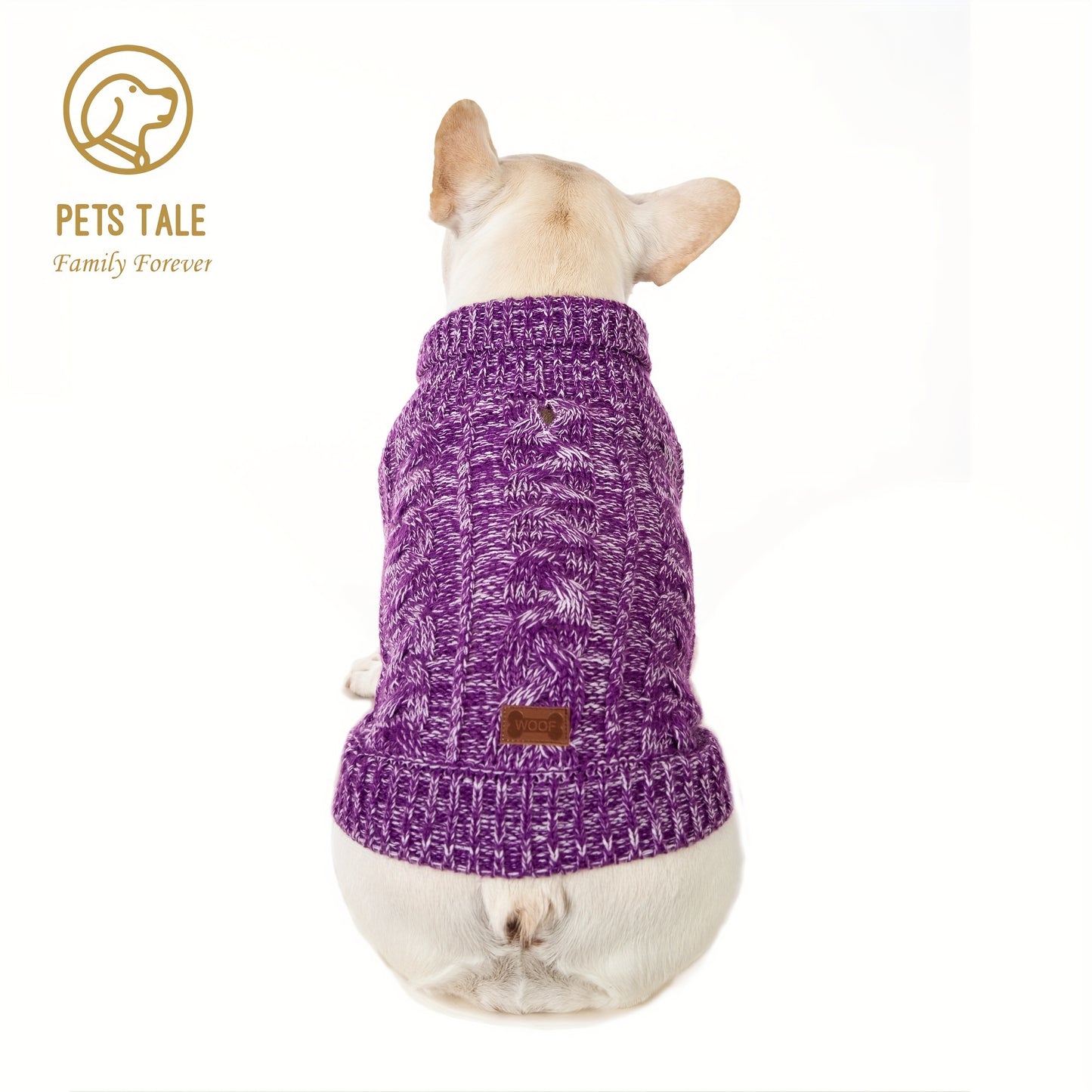 PETS TALE Dog Sweater Cable-Knit Pullover with Chain Detailing & Tag - Machine Washable Cozy Winter Sweater for Small, Medium & Large Breeds, Navy Blue, Dog Sweater for Small Dogs, Durable Petwear