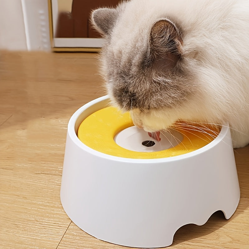 1pc Floating Spill-Proof Pet Water Bowl for Dogs & Cats - Anti-Splash Design, Durable Plastic, Large Capacity Easy-Clean Water Dispenser for Wet & Dry Food Areas, Sleek Pet Accessories, Easyclean Material
