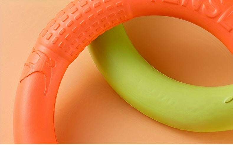 Durable Silicone All-Breed Dog Training Ring - Floats on Water, Interactive, Animal Print Pet Toy