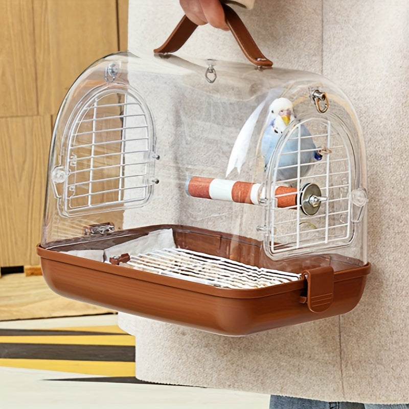 1pc Acrylic Bird Cage With Bird Bag, Parrot Outdoor Ornamental Bird Cage, Can Be Carried Outdoors, Bird Supplies