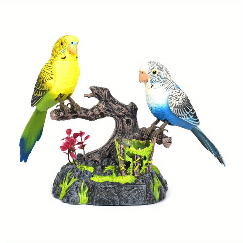 Simulation Voice-activated Bird Decoration Display Electric Induction Parrot Can Call And Move Birdcage Electronic Pet Toy