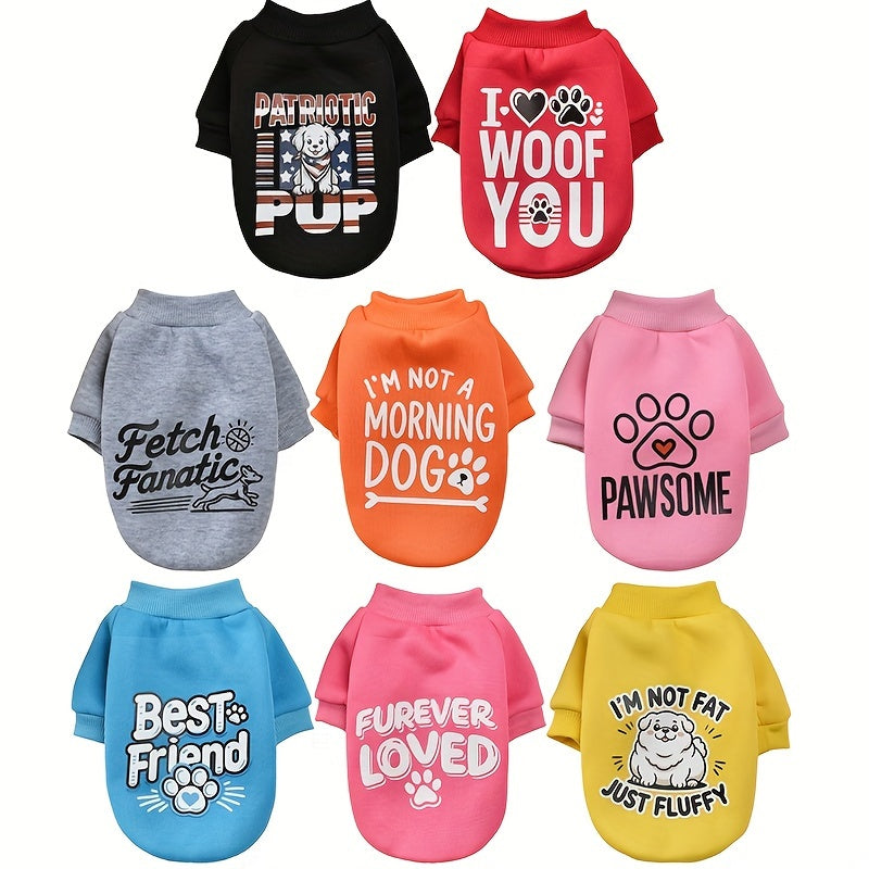 1pc Cozy Fleece Dog Sweatshirt - Patriotic & Fun Prints, Machine Washable, All-Season Pullover Pet Apparel for Small, Mini & Toy Breeds, Woven Polyester, Christmas Holiday Outfit for Yorkie, Maltese, Bichon, Pomeranian, Chihu