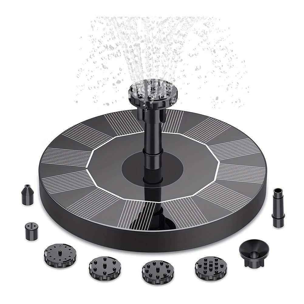 1pc Solar Powered Solar Fountain Water Pump With 6 Nozzles For Bird Bath, Pond, Garden, Backyard Decoration, Outdoor Aquarium