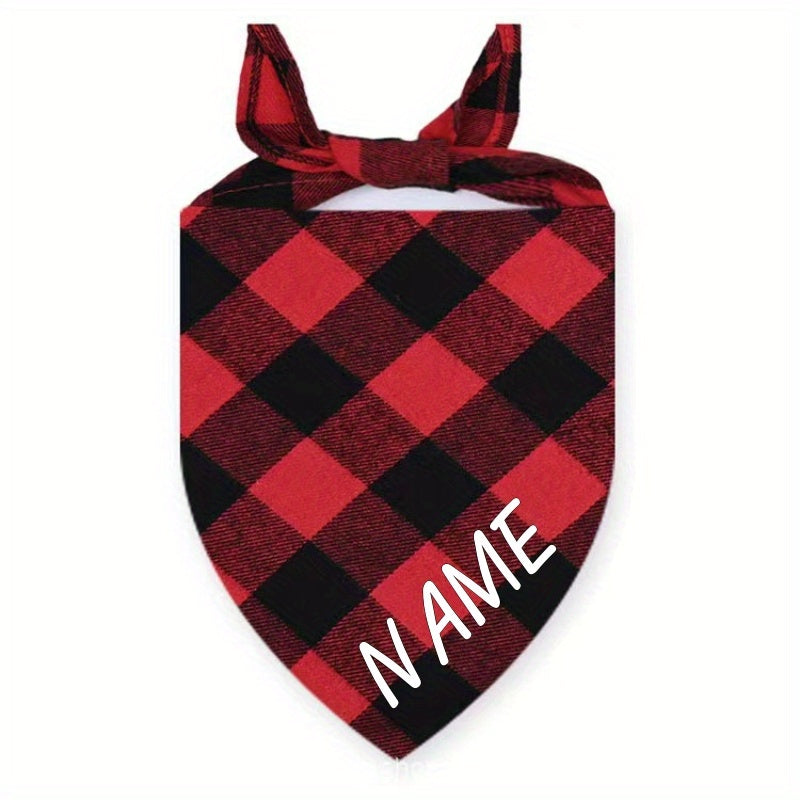 Fashionable Personalized Dog & Cat Plaid Scarf - Stylish Triangle Bibs for Pets - Durable Decorative Accessory, Customized for Your Furry Friends