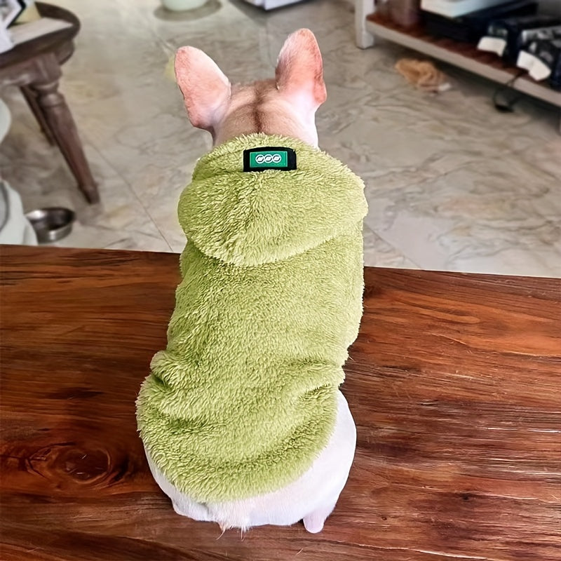 1pc New Plush Dog Hoodie, High Elastic Coral Velvet, Warm Pet Apparel For Autumn And Winter