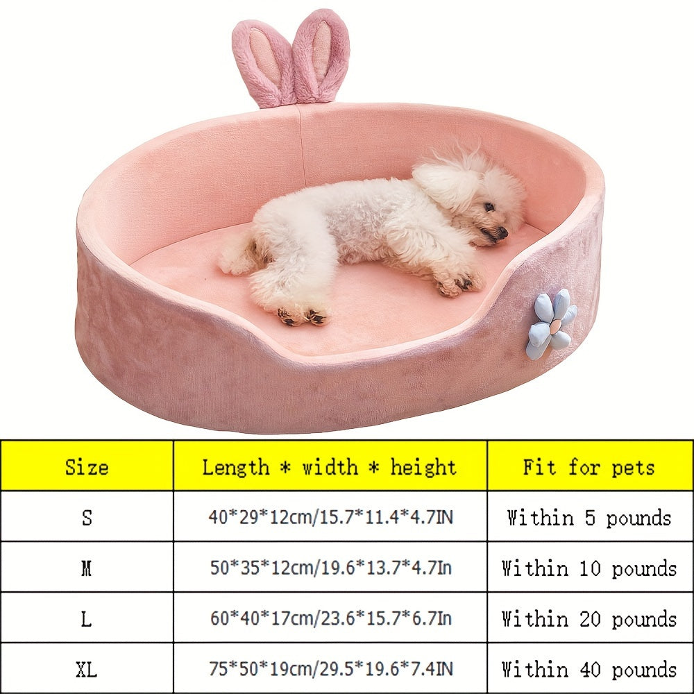 Cozy Round Pet Bed for Small to Medium Dogs & Cats - Washable, Non-Slip Bottom, Polyester Fiber