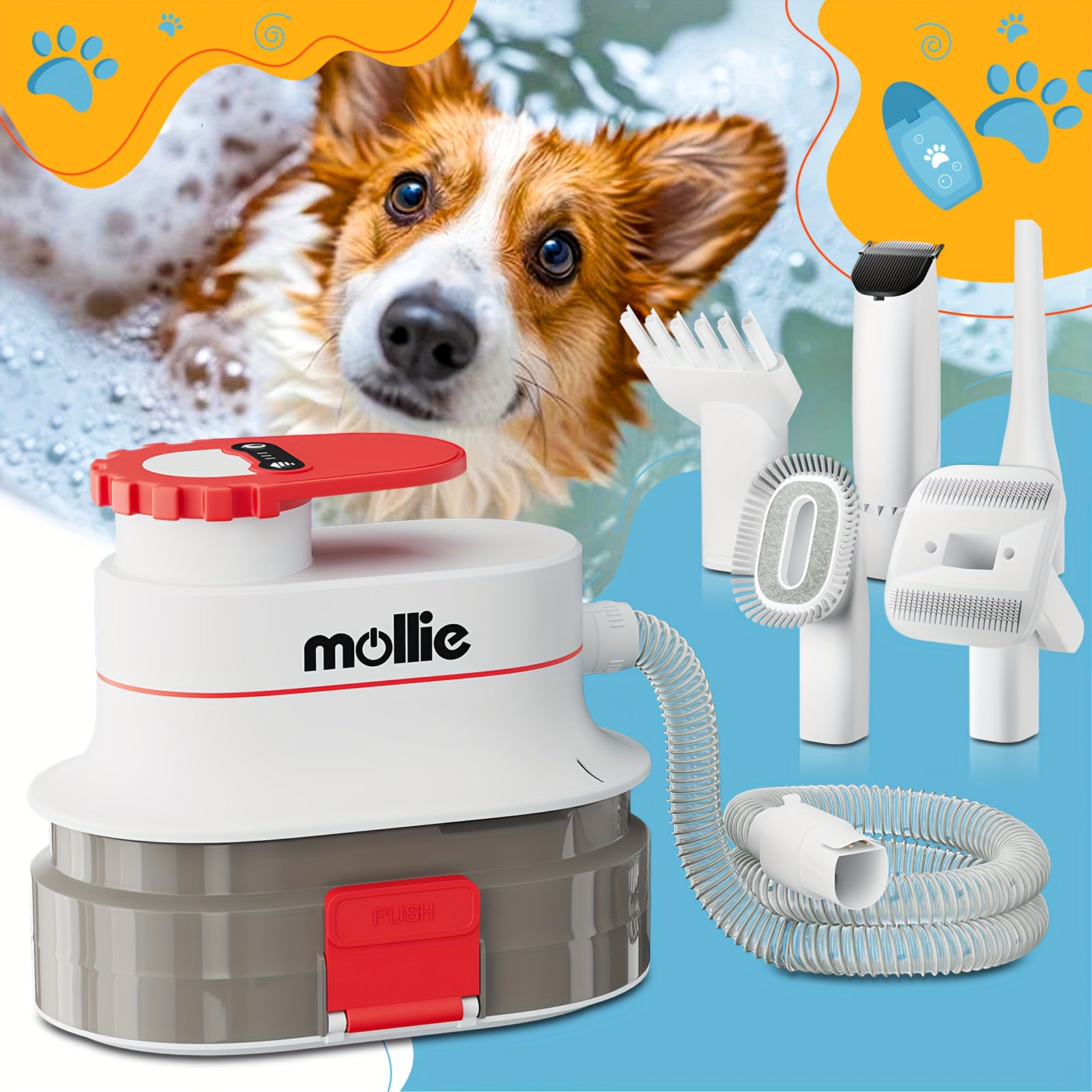 Dog Grooming Kit & Vacuum & Blow Dryer, Pet Grooming Vacuum with 6 Grooming Tools & Trimmer & Guide Combs, for Dog Cat And Other Animals