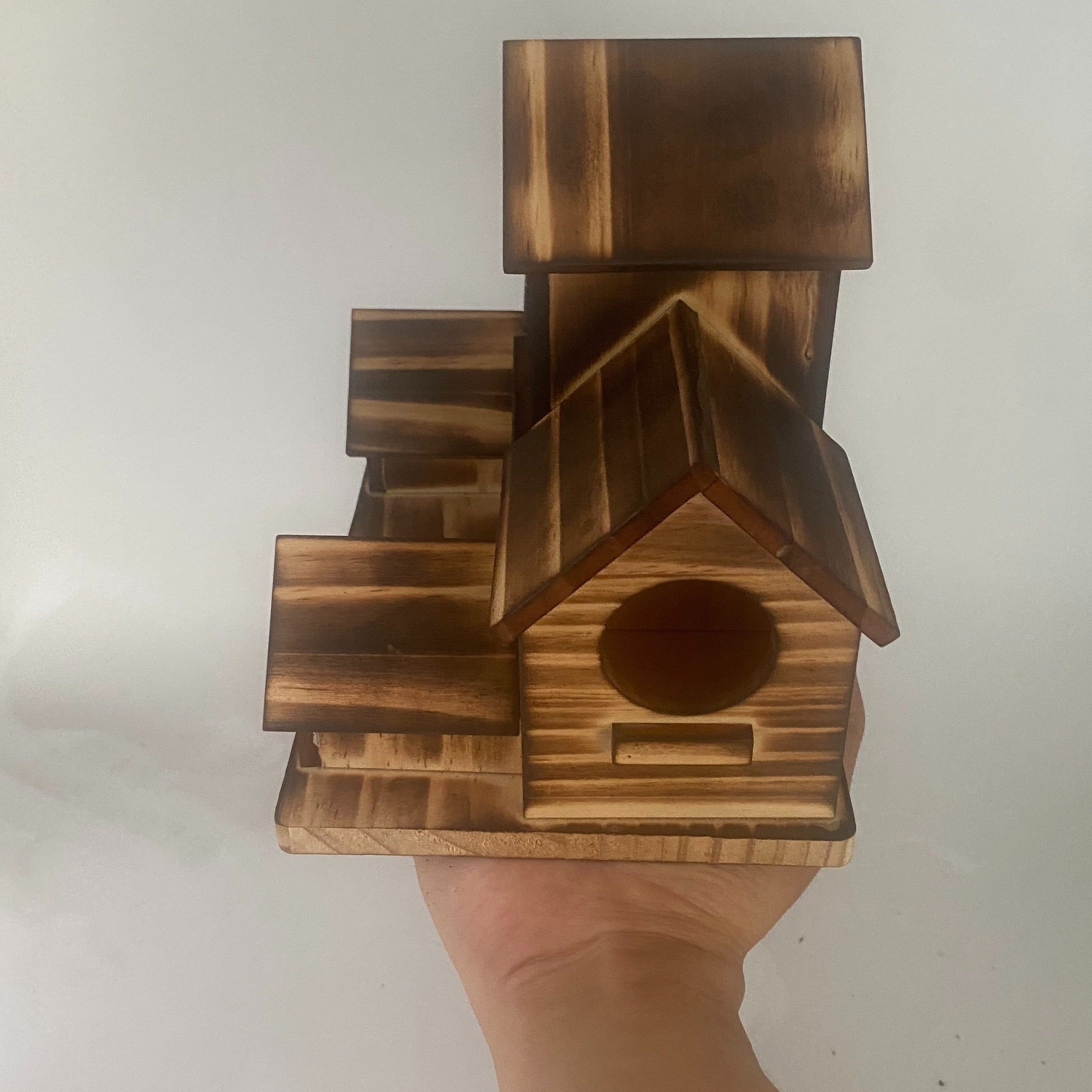 Wooden Hummingbird House - Rustic Solid Wood Birdhouse Decor - Outdoor Garden Villa Style Bird Nesting Box For Small Birds
