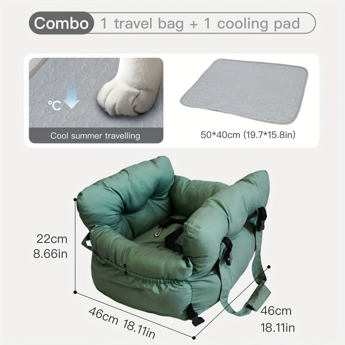 Dog Carrier Car Seat for Dogs & Cats - Portable Warm Travel Pet Bed with Safety Hook & Buckle, Handheld/Shoulder Strap, Fits Car Front/Back Seat, Suitable for Fall/Winter, Christmas Gift