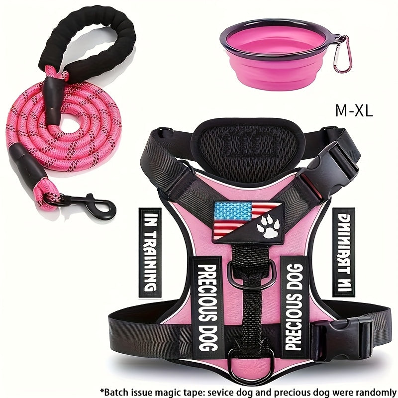 Service Dog Harness And Leash Set with 1pc Folding Bowl