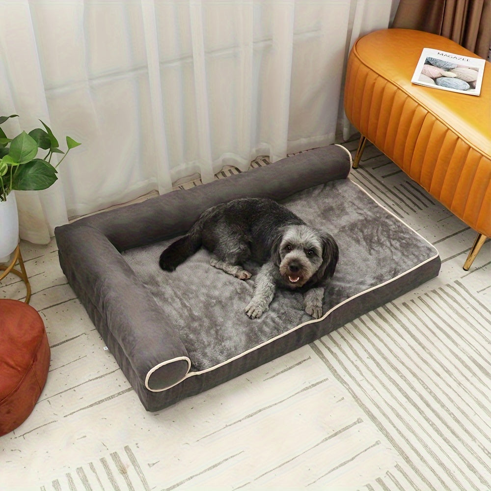 Memory Foam Orthopedic Dog Bed For Medium Dogs, Waterproof Medium Dog Beds With Washable Removable Cover, Dog Sofa Bed, L Shaped Pet Bed With Waterproof Lining And Nonskid Bottom