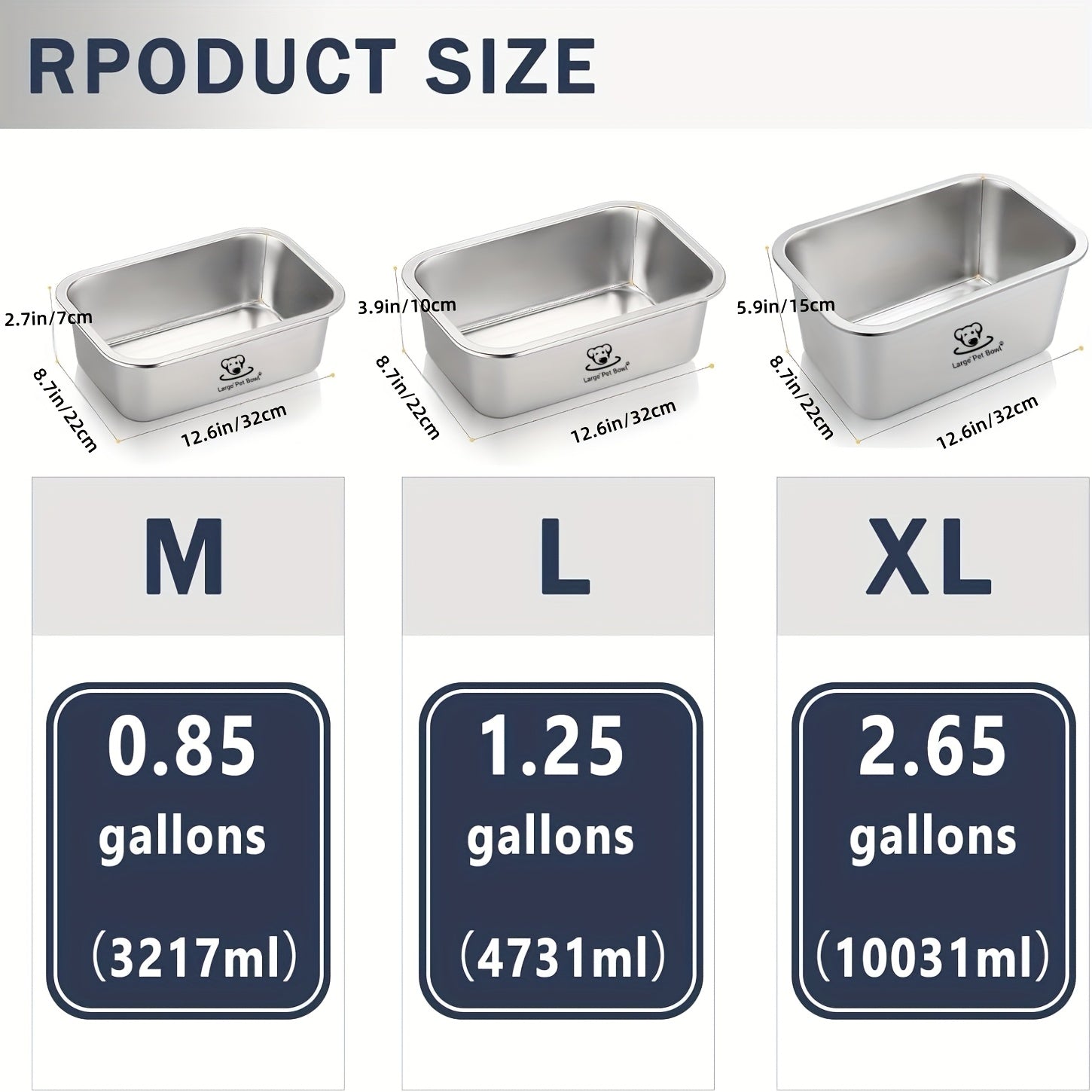 2-Pack Misofog Stainless Steel Dog Bowls for Large Dogs - 2.65 Gallon High Capacity Extra Large Food & Water Bowls with Non-Slip Rubber Base, Durable Easy-Clean Design for Hardwood & Tile Floors, Pet Feeding Essentials, Moder