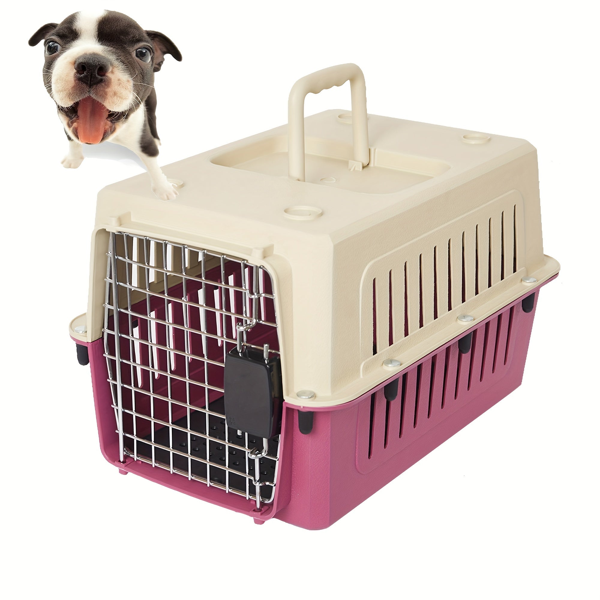 No. 4 Pet Harness Cat Harness Dog Kennel Airline Approved Kitty Travel Cage Plastic Lightweight and Safe, Suitable for Puppies, Rabbits, Cats, 2 Colors