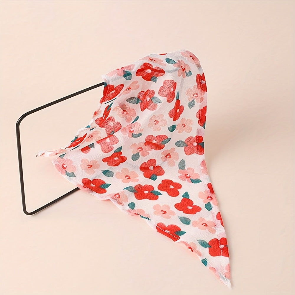 2pcs Dog Bandanas, Floral Print Pet Scarves, Breathable Polyester, Machine Washable, All-Season Comfort, Knit Fabric Pullover Pet Accessories for Small, Medium, Large, and Extra Large Breeds
